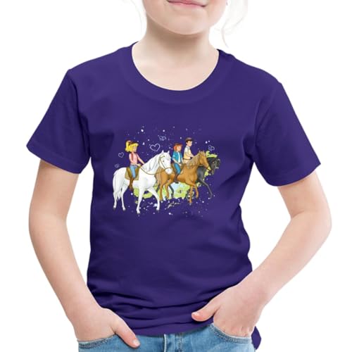 Spreadshirt Bibi Und Tina Ausritt Mit Alexander Falkenstein Kinder Premium T-Shirt, 98/104 (2 Jahre), Lila von Spreadshirt