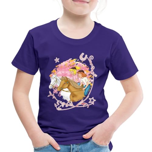 Spreadshirt Bibi Und Tina Wettreiten Im Wald Kinder Premium T-Shirt, 110/116 (4 Jahre), Lila von Spreadshirt