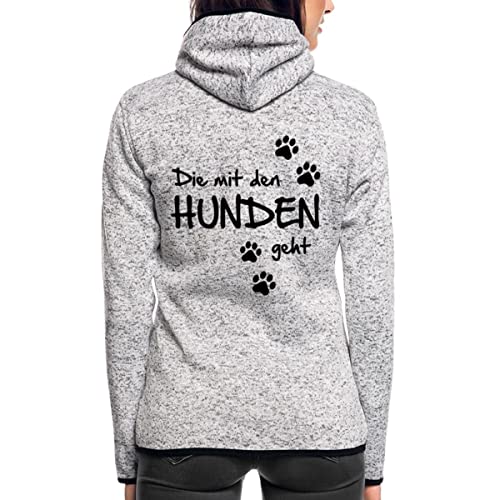 Spreadshirt Die Mit Den Hunden Geht Gassi Hunde Spruch Frauen Kapuzen-Fleecejacke, XL, Hellgrau meliert von Spreadshirt