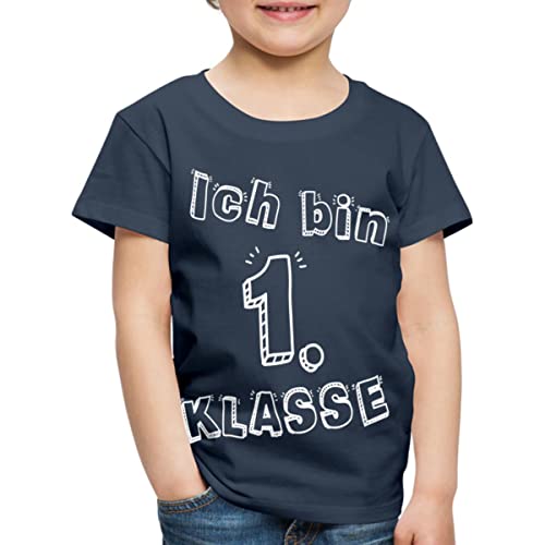 Spreadshirt Einschulung Ich Bin 1. Klasse Schulanfänger Kinder Premium T-Shirt, 134/140 (8 Jahre), Navy von Spreadshirt