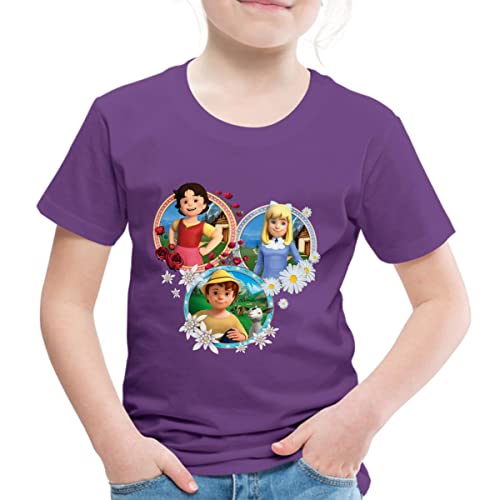 Spreadshirt Heidi Kacheln Zusammen Mit Peter Und Clara Freunde Kinder Premium T-Shirt, 98/104 (2 Jahre), Lila von Spreadshirt