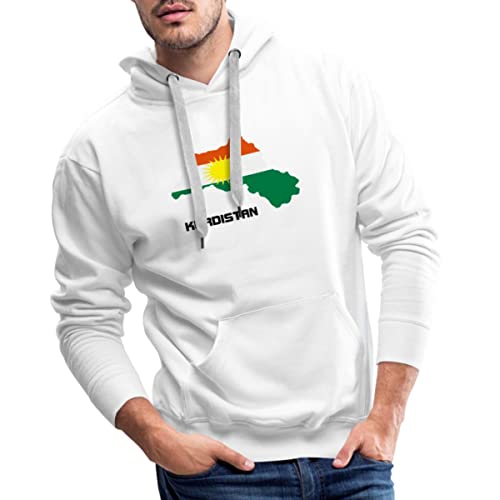 Spreadshirt Kurdistan Landkarte Männer Premium Hoodie, M, Weiß von Spreadshirt