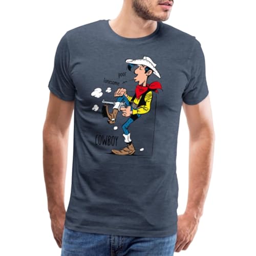 Spreadshirt Lucky Luke Poor Lonesome Cowboy Männer Premium T-Shirt, L, Blau meliert von Spreadshirt