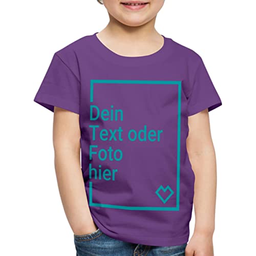 Spreadshirt Personalisierbares T-Shirt Selbst Gestalten mit Foto und Text Wunschmotiv Kinder Premium T-Shirt, 122/128 (6 Jahre), Lila von Spreadshirt