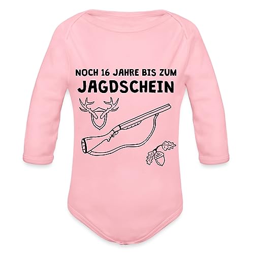 Spreadshirt 16 Jahre Bis Zum Jagdschein Ankündigung Schwangerschaft Baby Bio-Langarm-Body, 68 (3-6 M.), Hellrosa von Spreadshirt