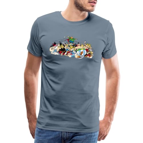 Spreadshirt Asterix & Obelix - Attacke Männer Premium T-Shirt, S, Blaugrau von Spreadshirt