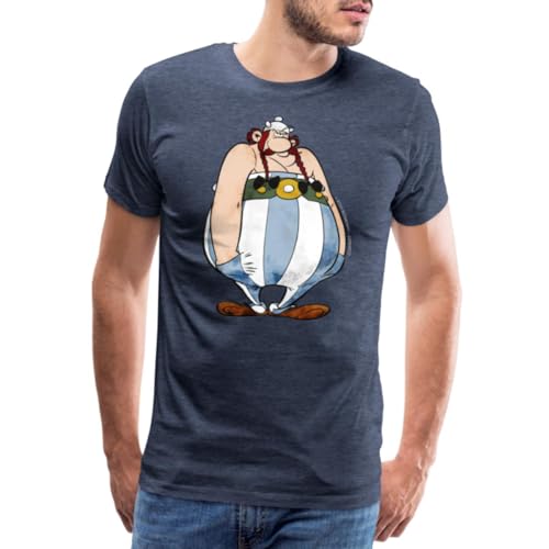 Spreadshirt Asterix & Obelix Bockig Männer Premium T-Shirt, 5XL, Blau meliert von Spreadshirt