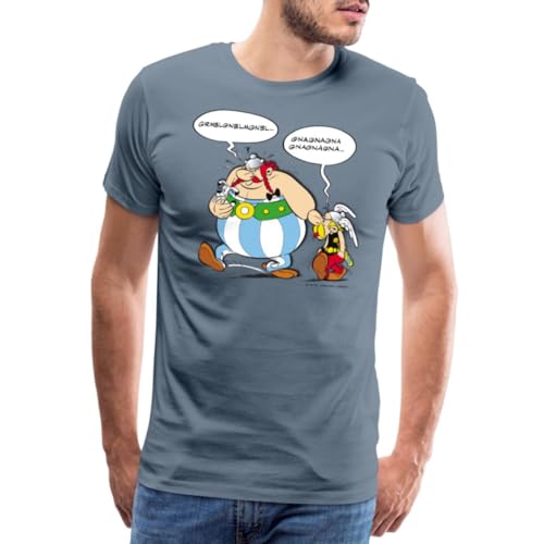 Spreadshirt Asterix & Obelix Schmollend Streit Beleidigt Männer Premium T-Shirt, 4XL, Blaugrau von Spreadshirt