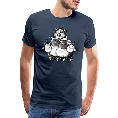 Spreadshirt Australian Shepherd Und Schafe Männer Premium T-Shirt, XXL, Navy von Spreadshirt