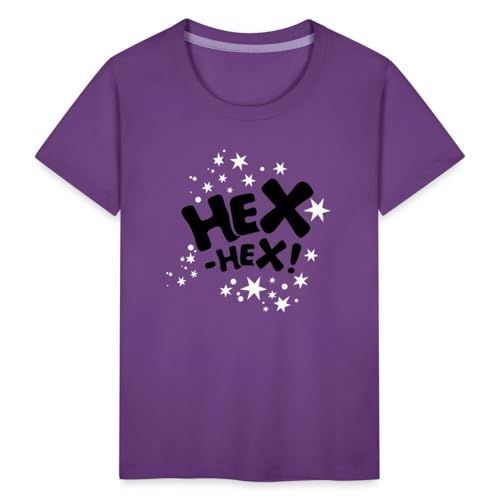 Spreadshirt Bibi Blocksberg Hexspruch Hex Hex Mit Sternen Kinder Premium T-Shirt, 134/140 (8 Jahre), Lila von Spreadshirt