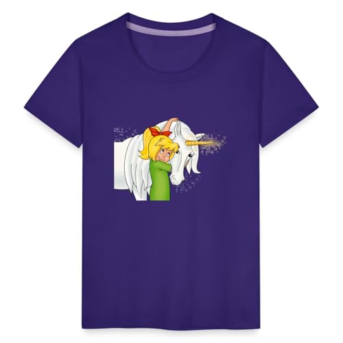 Spreadshirt Bibi Blocksberg Mit Einhorn Goldhörnchen Kinder Premium T-Shirt, 110/116 (4 Jahre), Lila von Spreadshirt