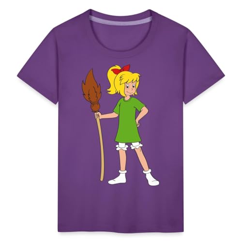 Spreadshirt Bibi Blocksberg Mit Ihrem Besen Kartoffelbrei Kinder Premium T-Shirt, 98/104 (2 Jahre), Lila von Spreadshirt