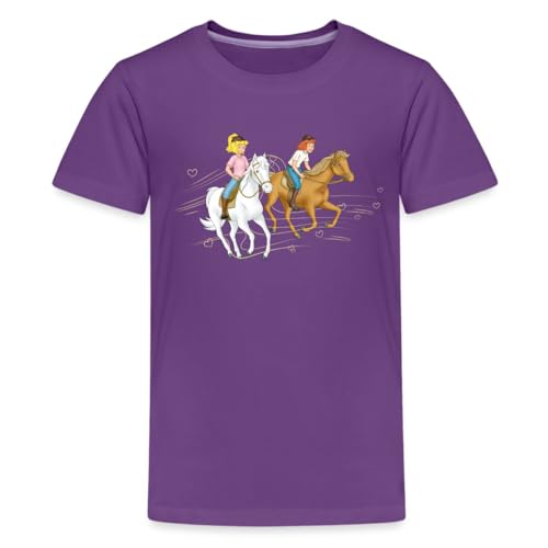 Spreadshirt Bibi Und Tina Ausritt Mit Amadeus Und Sabrina Kinder Premium T-Shirt, 98/104 (2 Jahre), Lila von Spreadshirt