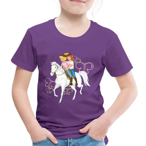 Spreadshirt Bibi Und Tina Reiten Auf Stute Sabrina Kinder Premium T-Shirt, 122/128 (6 Jahre), Lila von Spreadshirt