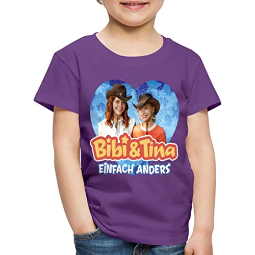 Spreadshirt Bibi & Tina Einfach Anders Freundinnen Herz Kinder Premium T-Shirt, 134/140 (8 Jahre), Lila von Spreadshirt