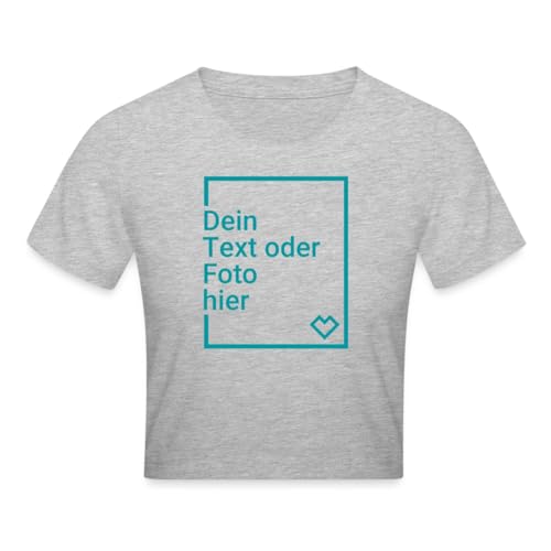 Spreadshirt Crop Top Selbst Gestalten Mit Foto Und Text | Bauchfreies Top Personalisiert Crop T-Shirt, S, Grau meliert von Spreadshirt