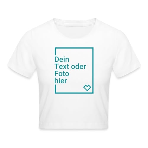 Spreadshirt Crop Top Selbst Gestalten Mit Foto Und Text | Bauchfreies Top Personalisiert Crop T-Shirt, XS, Weiß von Spreadshirt