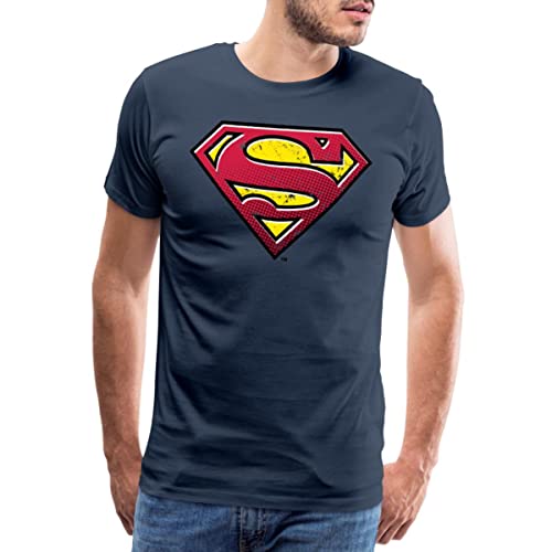 Spreadshirt DC Comics Superman Logo Used Look Punkte Style Männer Premium T-Shirt, L, Navy von Spreadshirt