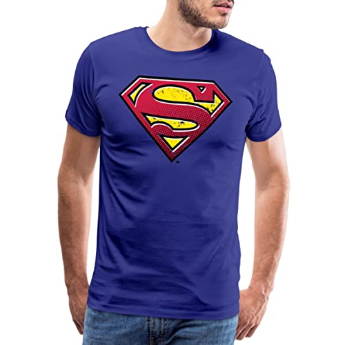 Spreadshirt DC Comics Superman Logo Used Look Punkte Style Männer Premium T-Shirt, M, Königsblau von Spreadshirt