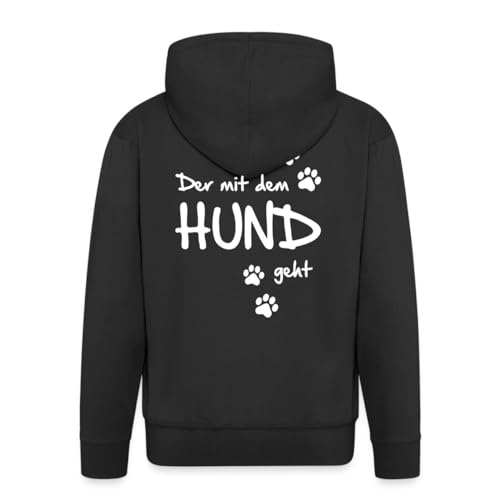 Spreadshirt Der Mit Dem Hund Geht Gassi Hunde Spruch Männer Premium Kapuzenjacke, XXL, Schwarz von Spreadshirt