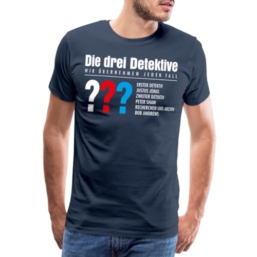 Spreadshirt Die DREI Fragezeichen Detektive Visitenkarte Männer Premium T-Shirt, M, Navy von Spreadshirt