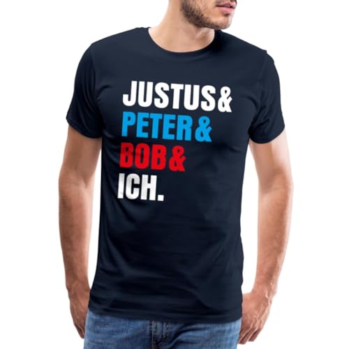 Spreadshirt Die DREI Fragezeichen Justus & Peter & Bob & Ich Männer Premium T-Shirt, XXL, Navy von Spreadshirt