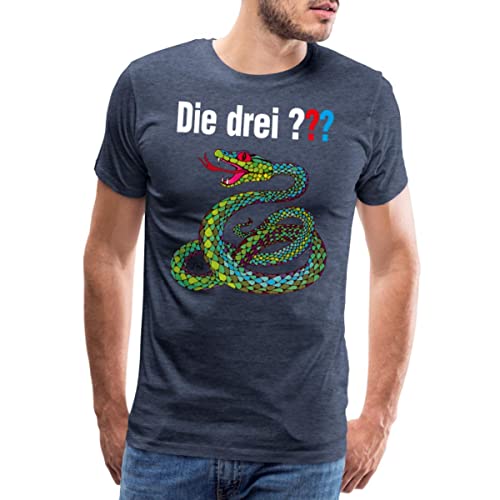 Spreadshirt Die DREI Fragezeichen und die singende Schlange Männer Premium T-Shirt, M, Blau meliert von Spreadshirt