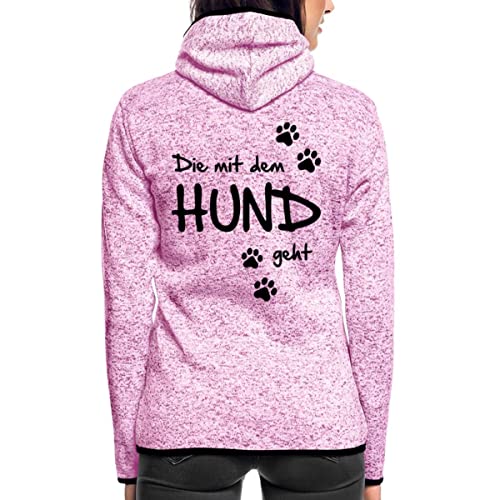 Spreadshirt Die Mit Dem Hund Geht Hundemama Gassi Hundebesitzerin Spruch Frauen Kapuzen-Fleecejacke, XL, Lila meliert von Spreadshirt