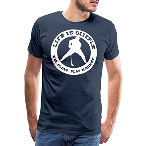 Spreadshirt Eat Sleep Play Hockey Life is Simple Männer Premium T-Shirt, 5XL, Navy von Spreadshirt