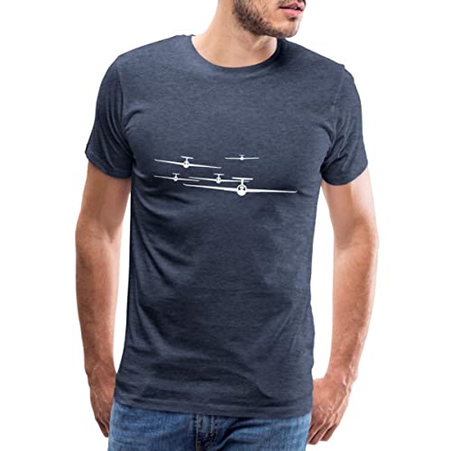 Spreadshirt Flugzeug Segelflieger Segelflugzeuge Männer Premium T-Shirt, 5XL, Blau meliert von Spreadshirt