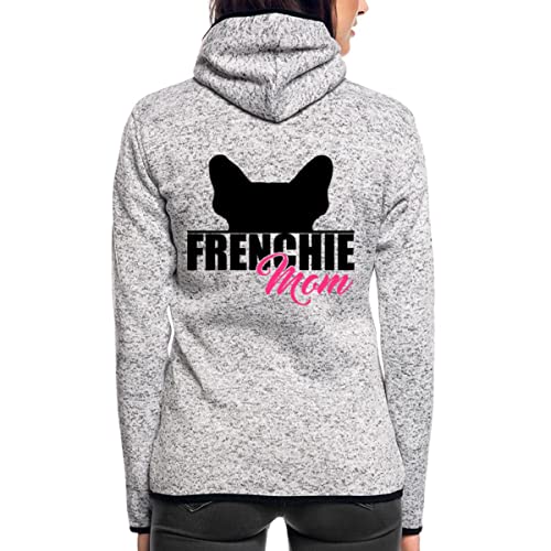 Spreadshirt Frenchie Mom Französische Bulldogge Hundemama Frauen Kapuzen-Fleecejacke, M, Hellgrau meliert von Spreadshirt