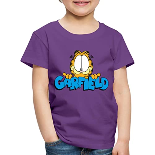 Spreadshirt Garfield Gesicht Logo Kinder Premium T-Shirt, 134/140 (8 Jahre), Lila von Spreadshirt