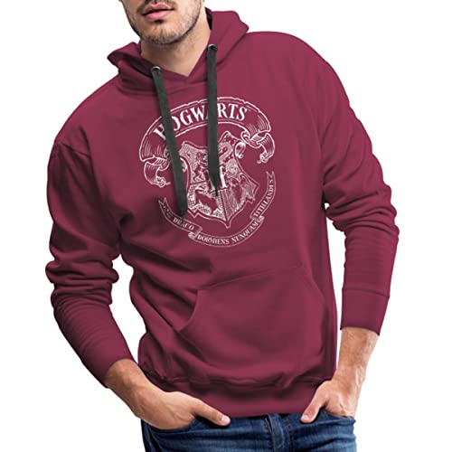 Spreadshirt Harry Potter Hogwarts Wappen Zeichnung Männer Premium Hoodie, XL, Bordeaux von Spreadshirt