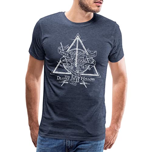 Spreadshirt Harry Potter The Deathly Hallows Männer Premium T-Shirt, 5XL, Blau meliert von Spreadshirt