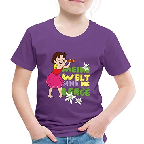 Spreadshirt Heidi Meine Welt Sind Die Berge Fernglas Kinder Premium T-Shirt, 122/128 (6 Jahre), Lila von Spreadshirt