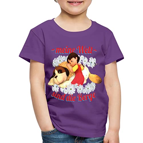 Spreadshirt Heidi Meine Welt Sind Die Berge Spruch Kinder Premium T-Shirt, 122/128 (6 Jahre), Lila von Spreadshirt