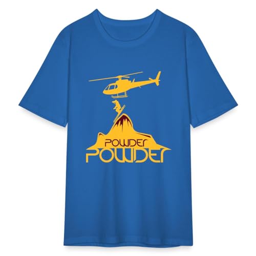 Spreadshirt Heliski Powder Helikopter Heliskiing Männer Slim Fit T-Shirt, XXL, Königsblau von Spreadshirt