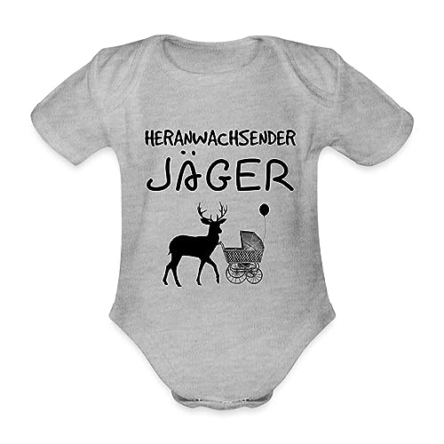 Spreadshirt Heranwachsender Jäger Nachwuchs Baby Bio-Kurzarm-Body, 80 (9-12 M.), Grau meliert von Spreadshirt