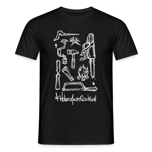 Spreadshirt Holzkunst Scholz Merchandise Werkzeug Muster Holzarbeit Geschenk Männer T-Shirt, L, Schwarz von Spreadshirt