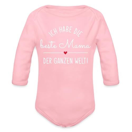 Spreadshirt Ich Habe Die Beste Mama Der Ganzen Welt Muttertag Baby Bio-Langarm-Body, 62 (2-3 M.), Hellrosa von Spreadshirt