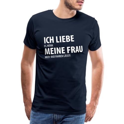 Spreadshirt Ich Liebe Meine Frau Rad Fahren Spruch Männer Premium T-Shirt, M, Navy von Spreadshirt