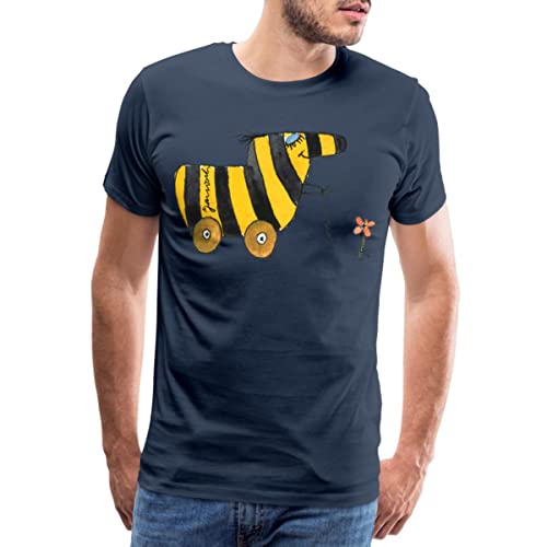 Spreadshirt Janosch Große Tigerente Mit Blume Männer Premium T-Shirt, M, Navy von Spreadshirt