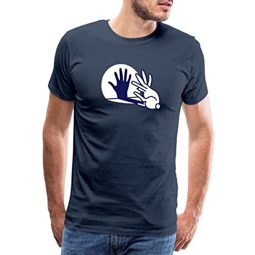 Spreadshirt Kaninchen Schattenspiel Männer Premium T-Shirt, M, Navy von Spreadshirt