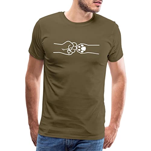 Spreadshirt Katze Hand Pfote Handschlag Faust Männer Premium T-Shirt, 5XL, Khaki von Spreadshirt