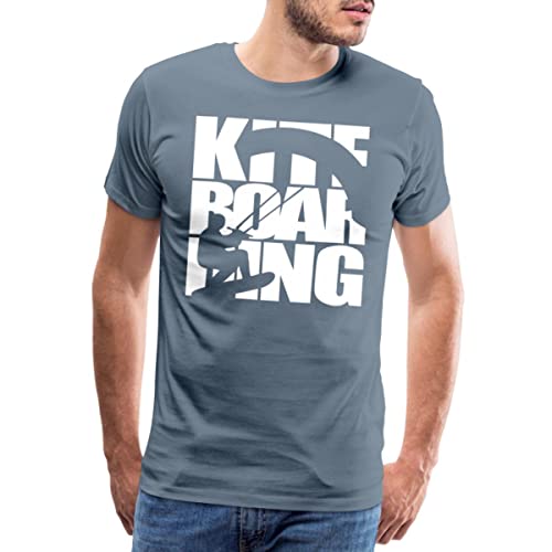 Spreadshirt Kiteboarding Kitesurfen Männer Premium T-Shirt, L, Blaugrau von Spreadshirt