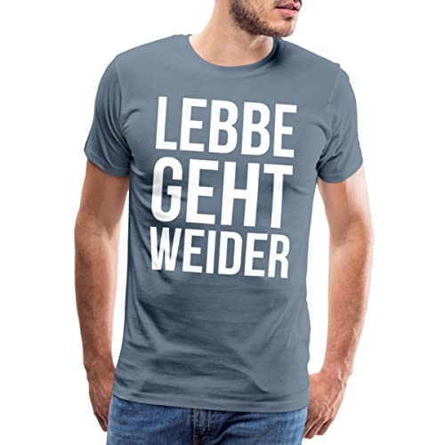 Spreadshirt Lebbe Geht Weider Hessisch Männer Premium T-Shirt, L, Blaugrau von Spreadshirt