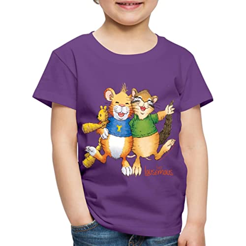 Spreadshirt Leo Lausemaus und Didi Dachs Freunde Kinder Premium T-Shirt, 98/104 (2 Jahre), Lila von Spreadshirt