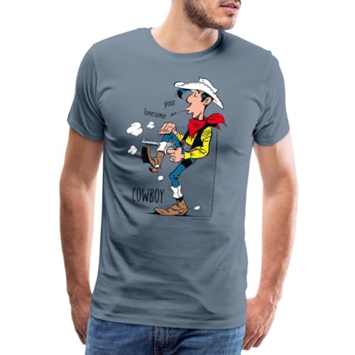 Spreadshirt Lucky Luke Poor Lonesome Cowboy Männer Premium T-Shirt, L, Blaugrau von Spreadshirt