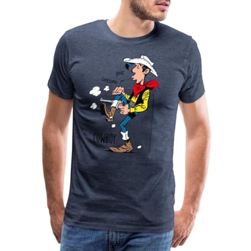 Spreadshirt Lucky Luke Poor Lonesome Cowboy Männer Premium T-Shirt, S, Blau meliert von Spreadshirt