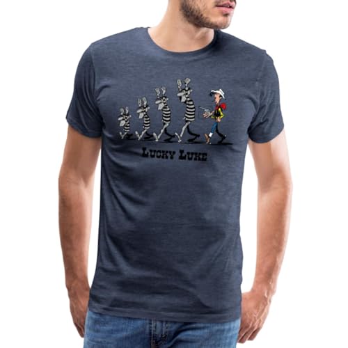 Spreadshirt Lucky Luke Verhaftet Dalton Brüder Männer Premium T-Shirt, 5XL, Blau meliert von Spreadshirt